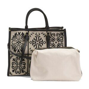 VIOLA CASTELLANI Made in Italy Leather Crochet Tote